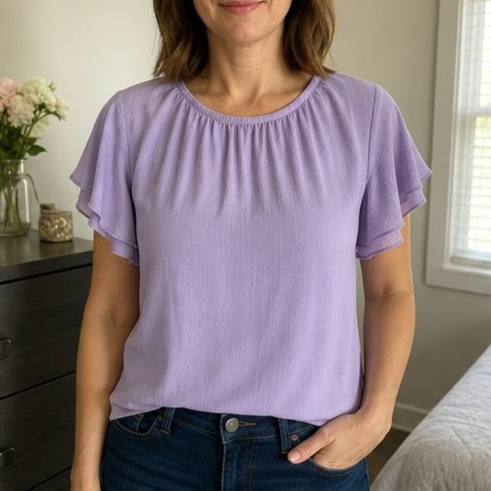 Olive Ruffle Blouse - Picture 2 of 6
